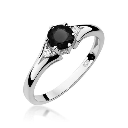 Pierścionek W0076 Czarny Diament 0,50ct białe złoto