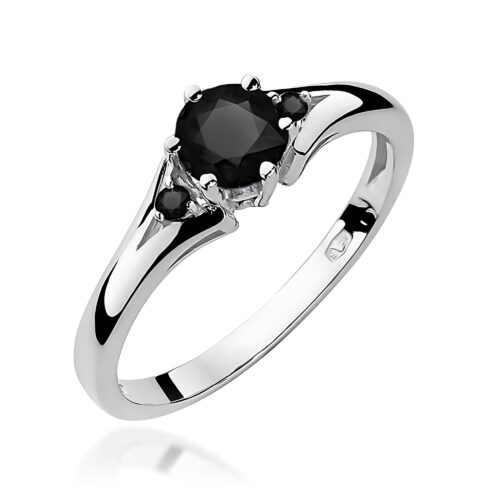 Pierścionek W0076 Czarny Diament 0,50ct białe złoto z czarnymi diamentami