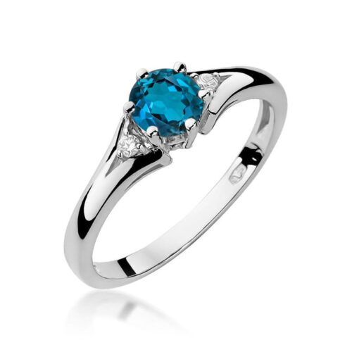 Pierścionek W0076 Topaz London Blue 0,50ct białe złoto