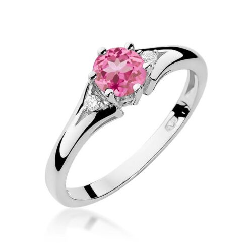 Pierścionek W0076 Różowy Topaz 0,60ct białe złoto