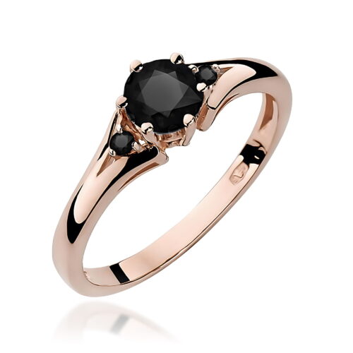 Pierścionek W0076 Czarny Diament 0,50ct różowe złoto z czarnymi diamentami