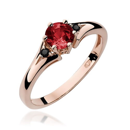 Pierścionek W0076 Granat 0,60ct różowe złoto z czarnymi diamentami