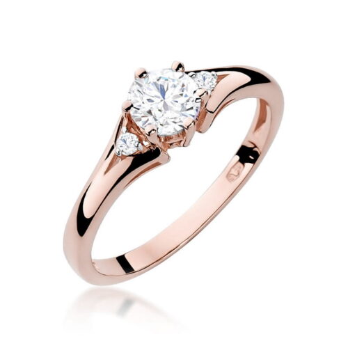 Pierścionek W0076 Biały Szafir 0,60ct różowe złoto