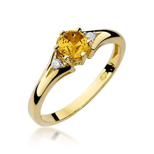 Pierścionek W0076 Cytryn 0,50ct żółte złoto