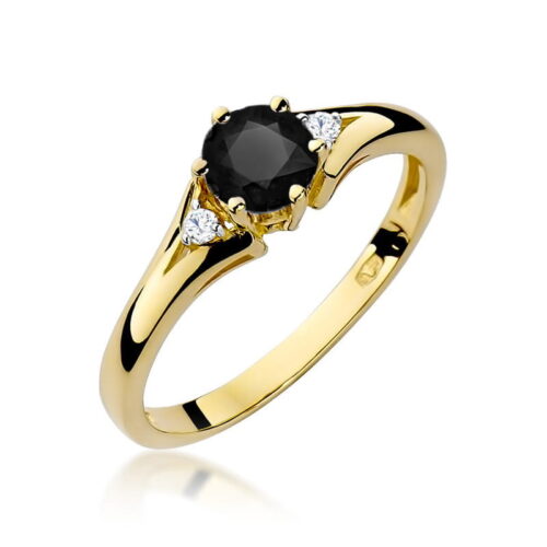Pierścionek W0076 Czarny Diament 0,50ct żółte złoto