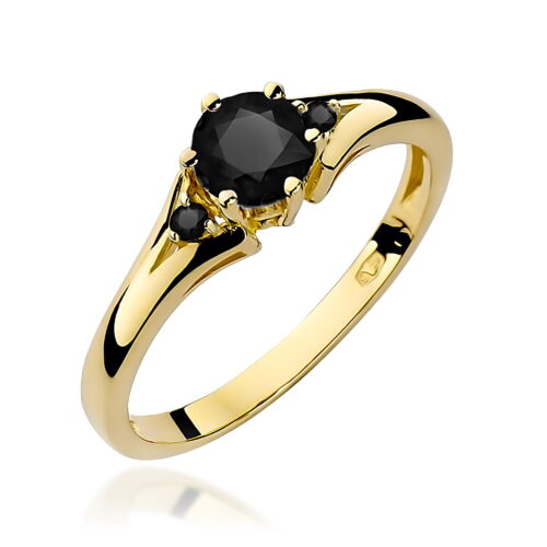 Pierścionek W0076 Czarny Diament 0,50ct żółte złoto z czarnymi diamentami