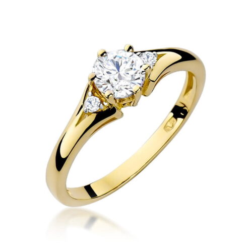 Pierścionek W0076 Biały Szafir 0,60ct żółte złoto