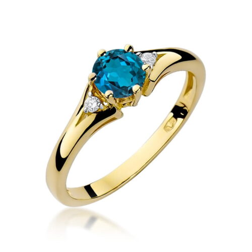 Pierścionek W0076 Topaz London Blue 0,50ct żółte złoto