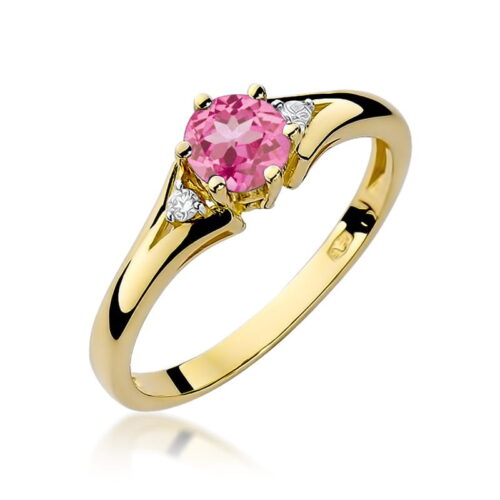 Pierścionek W0076 Różowy Topaz 0,60ct żółte złoto