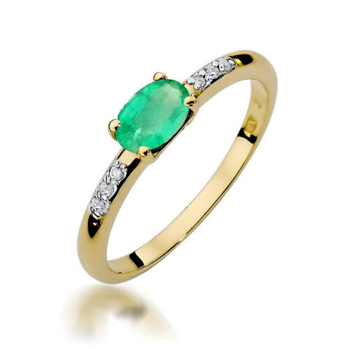 Pierścionek W0077 Szmaragd 0,40ct żółte złoto