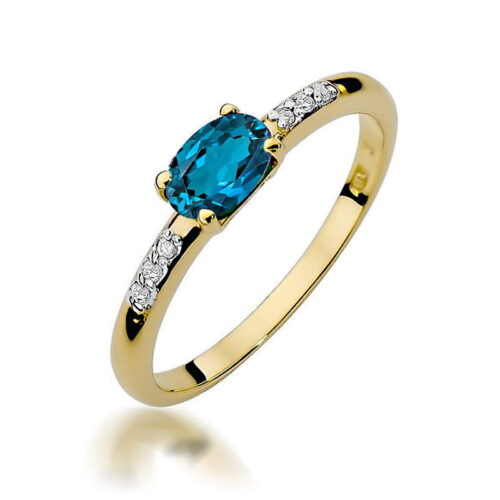 Pierścionek W0077 Topaz London Blue 0,50ct żółte złoto