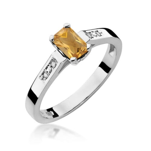 Pierścionek W0078 Cytryn 0,60ct białe złoto
