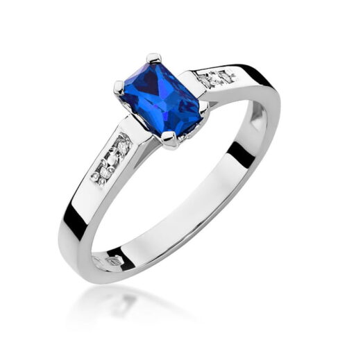 Pierścionek W0078 Szafir 0,60ct białe złoto