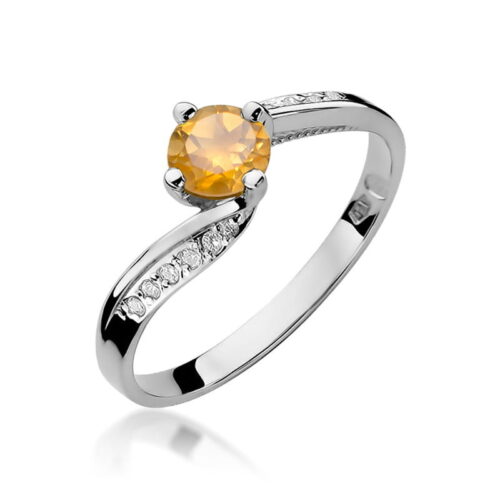 Pierścionek W0084 Cytryn 0,50ct białe złoto