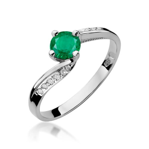 Pierścionek W0084 Szmaragd 0,50ct białe złoto