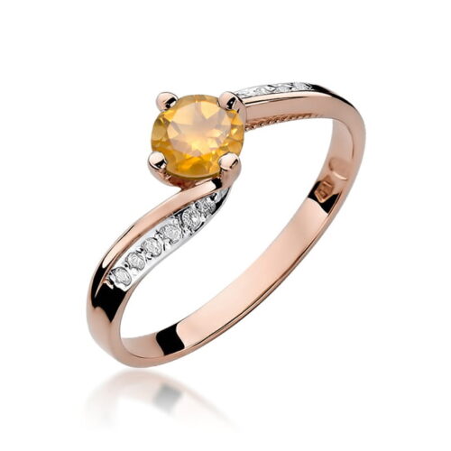 Pierścionek W0084 Cytryn 0,50ct różowe złoto