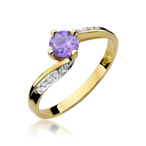 Pierścionek W0084 Ametyst 0,50ct żółte złoto