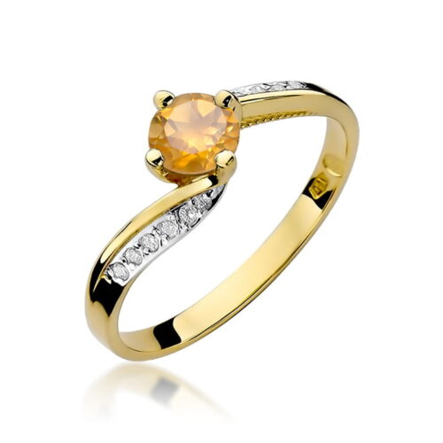 Pierścionek W0084 Cytryn 0,50ct żółte złoto