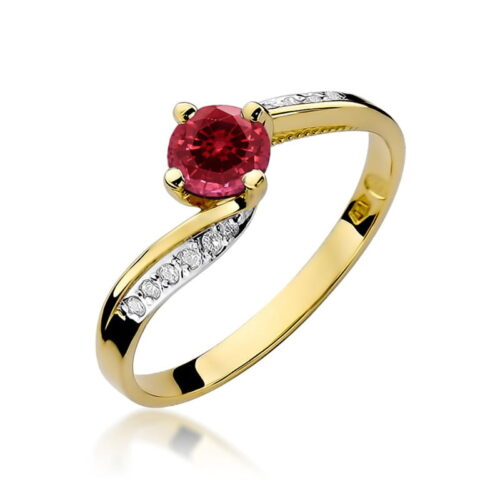 Pierścionek W0084 Rubin 0,60ct żółte złoto