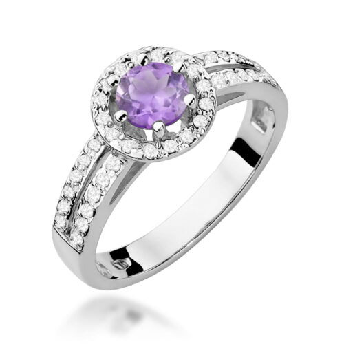 Pierścionek W0087 Ametyst 0,50ct białe złoto