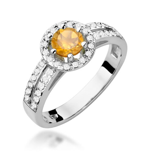 Pierścionek W0087 Cytryn 0,50ct białe złoto