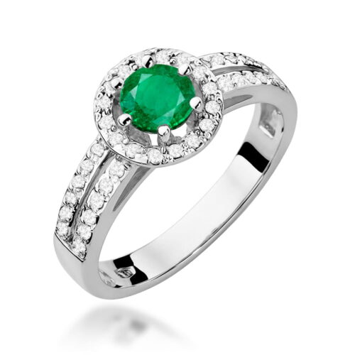 Pierścionek W0087 Szmaragd 0,50ct białe złoto