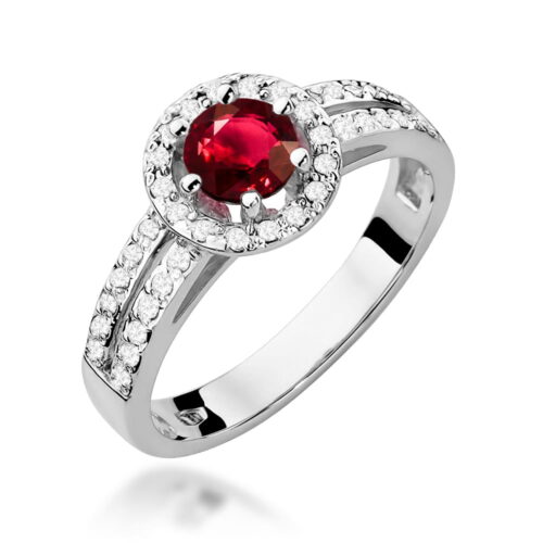 Pierścionek W0087 Rubin 0,60ct białe złoto