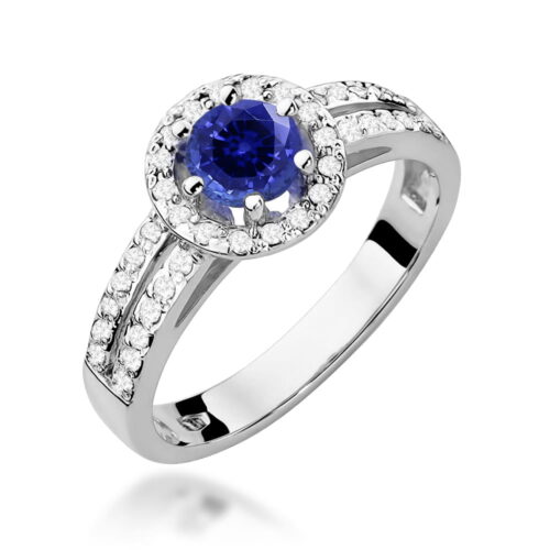 Pierścionek W0087 Szafir 0,50ct białe złoto