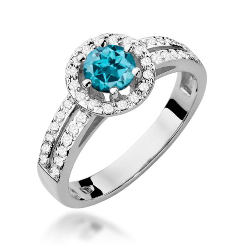 Pierścionek W0087 Topaz London Blue 0,50ct białe złoto