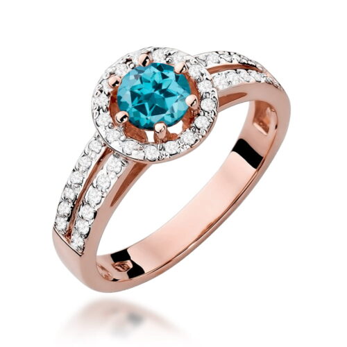 Pierścionek W0087 Topaz London Blue 0,50ct różowe złoto