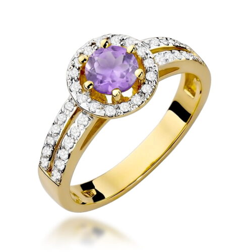 Pierścionek W0087 Ametyst 0,50ct żółte złoto