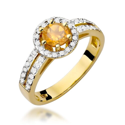 Pierścionek W0087 Cytryn 0,50ct żółte złoto