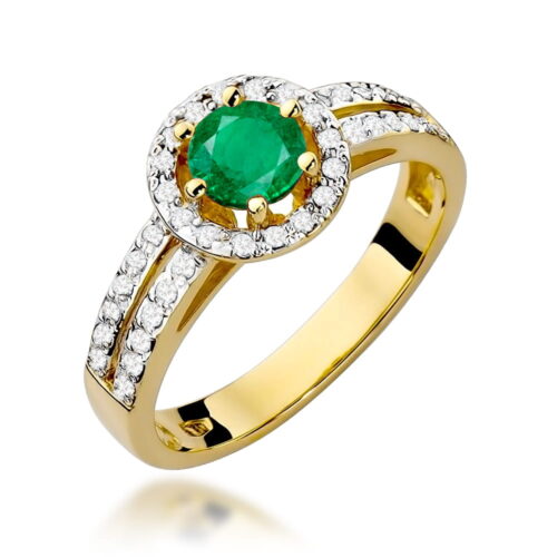Pierścionek W0087 Szmaragd 0,50ct żółte złoto