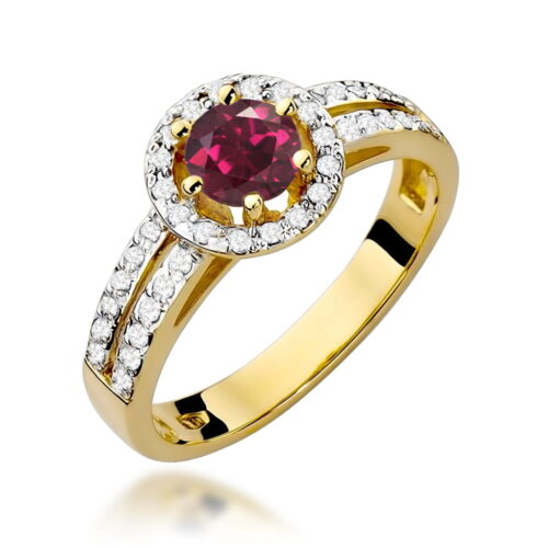 Pierścionek W0087 Rodolit 0,60ct żółte złoto