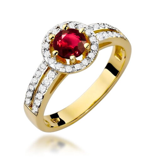 Pierścionek W0087 Rubin 0,60ct żółte złoto