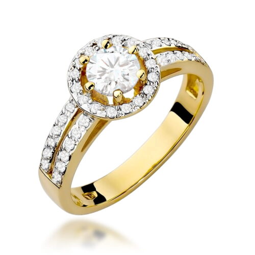Pierścionek W0087 Biały Szafir 0,60ct żółte złoto
