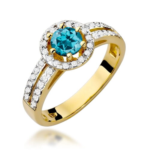 Pierścionek W0087 Topaz London Blue 0,50ct żółte złoto