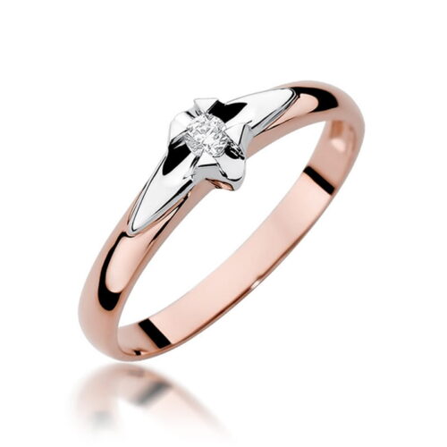 Pierścionek W0088 Diament 0,04ct różowe złoto