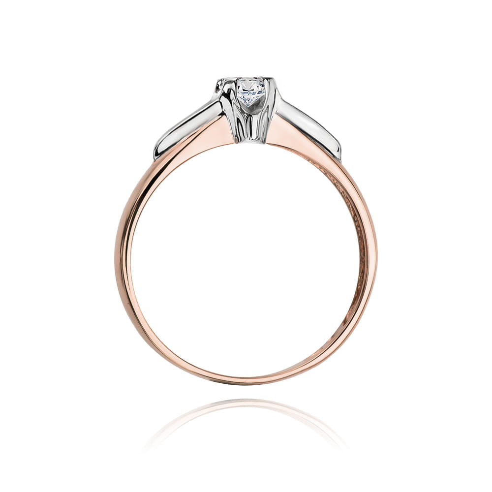 W0088.R3.DIW.05_3 Złoty pierścionek z diamentem, z białym i różowym złotem, elegancki i nowoczesny w designie.