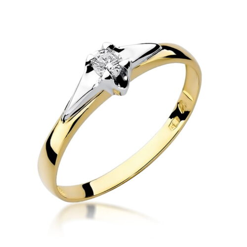 Pierścionek W0088 Diament 0,08ct żółte złoto