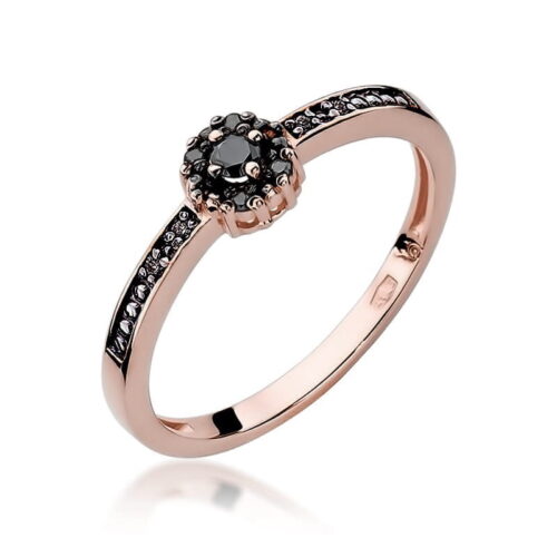 Pierścionek W0091 Czarny Diament 0,04ct różowe złoto