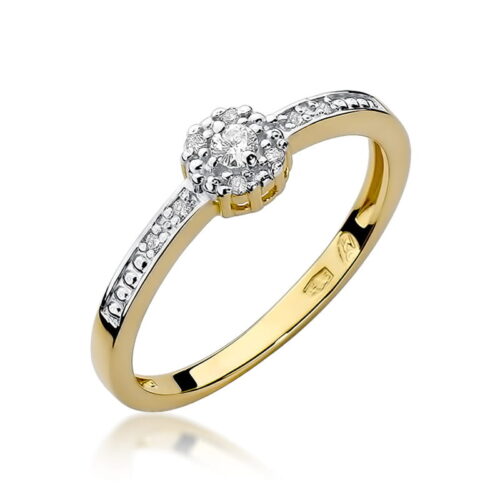 Pierścionek W0091 Diament 0,04ct żółte złoto