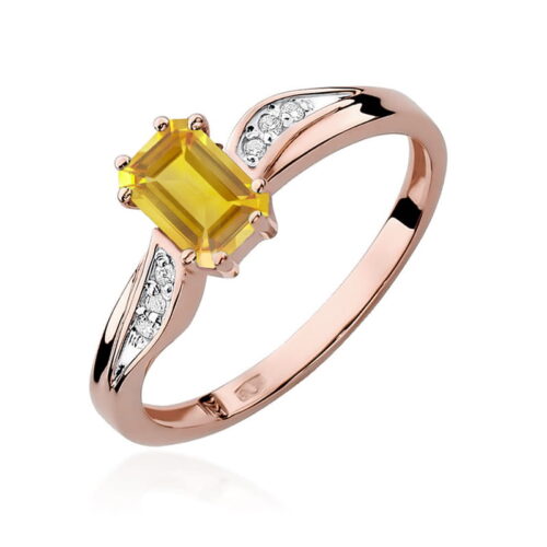 Pierścionek W0094 Cytryn 0,60ct różowe złoto