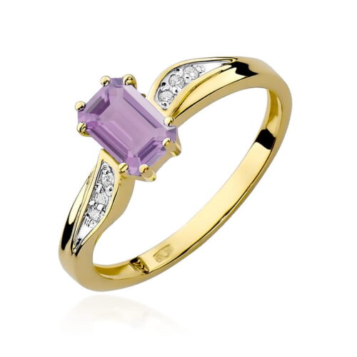 Pierścionek W0094 Ametyst 0,50ct żółte złoto