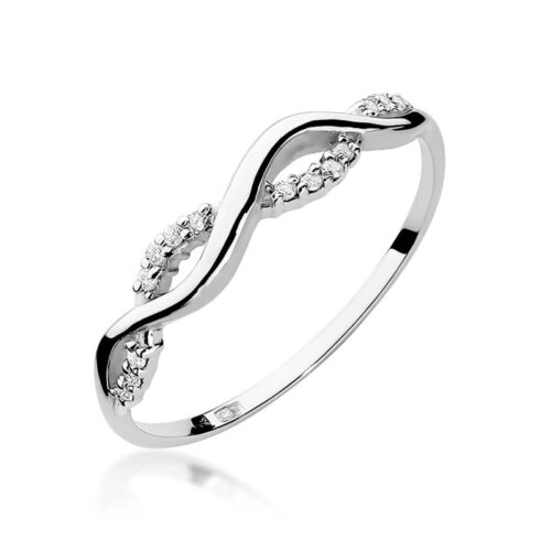 Pierścionek W0096 z diamentami białe złoto