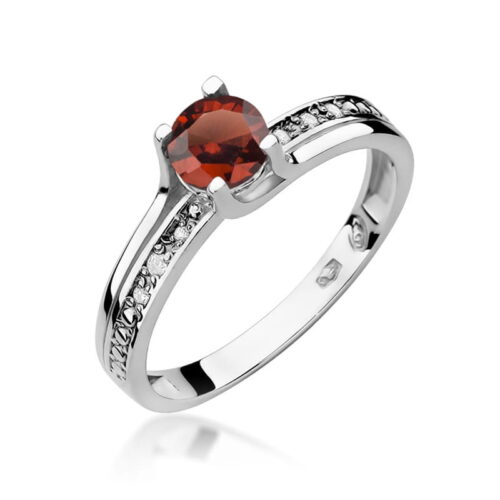 Pierścionek W0106 Granat 0,60ct białe złoto