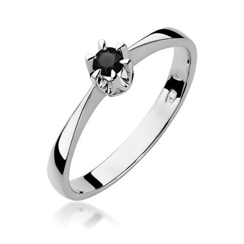 Pierścionek W0111 Czarny Diament 0,12ct białe złoto