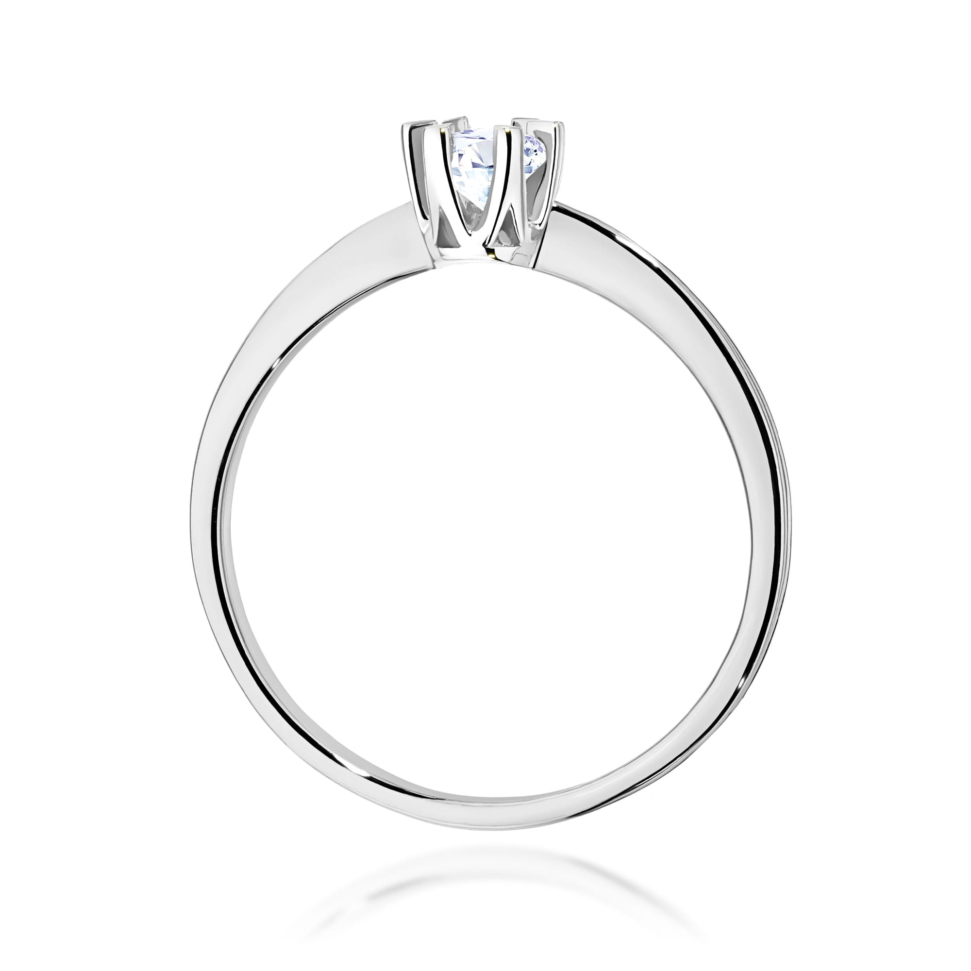W0111.B3.DIW.08_3 Srebrny pierścionek z diamentem, minimalistyczny design z dwoma delikatnymi ramionami.