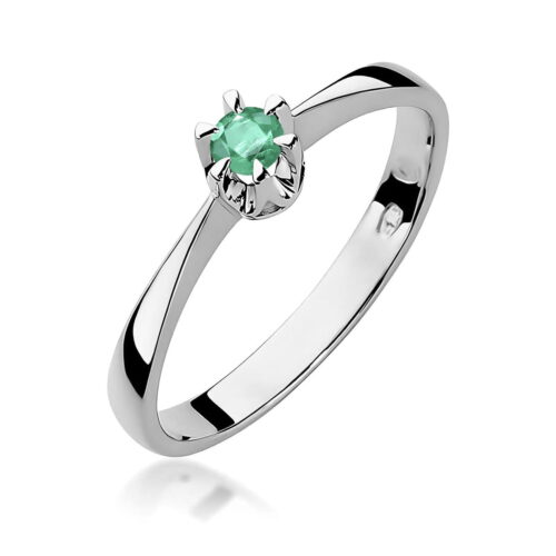 Pierścionek W0111 Szmaragd 0,15ct białe złoto