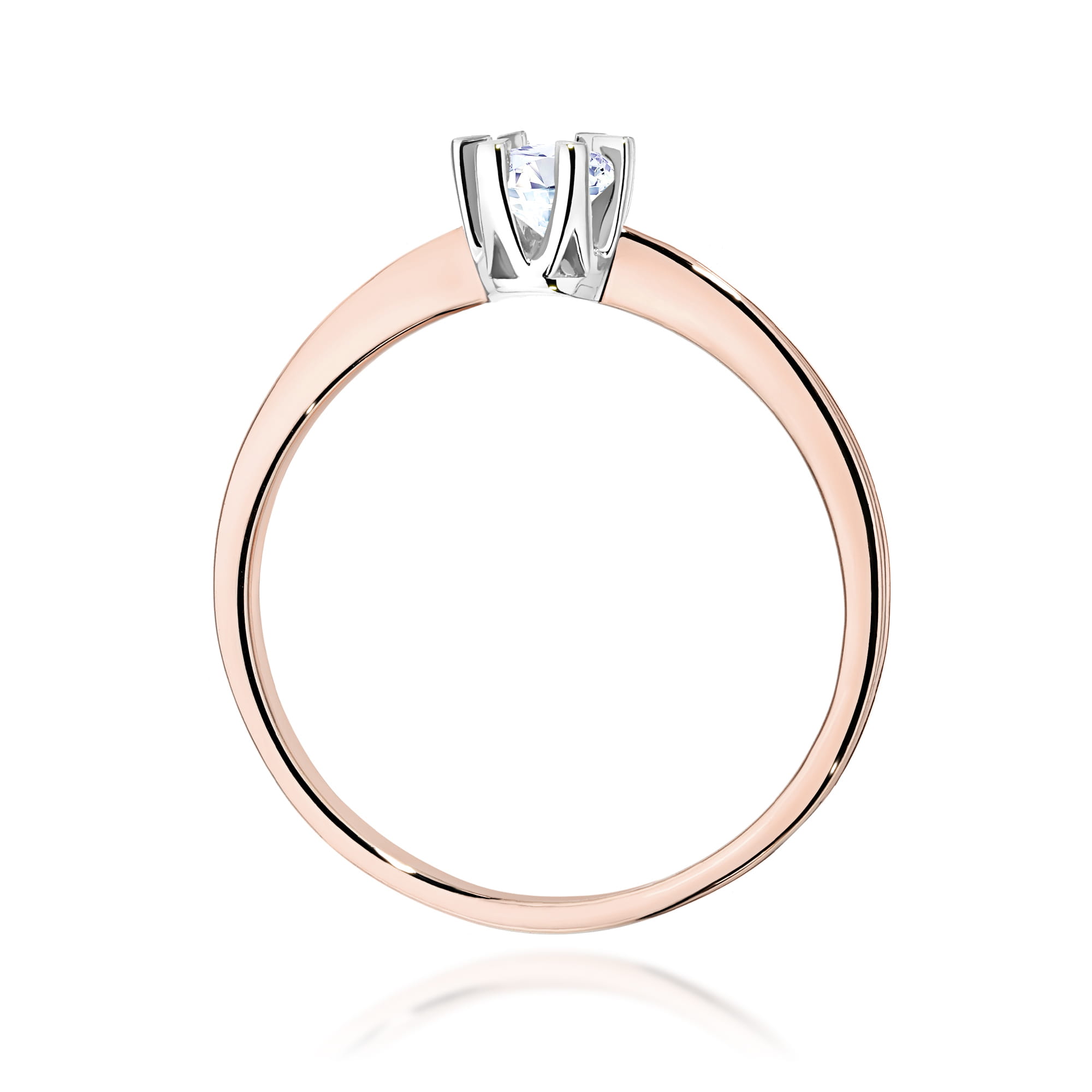 W0111.R3.DIW.08_3 Pierścionek z różowego złota z diamentem osadzonym w eleganckiej, minimalistycznej oprawie.